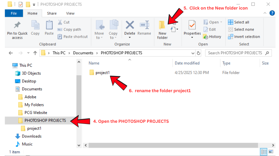 create a new folder called project1